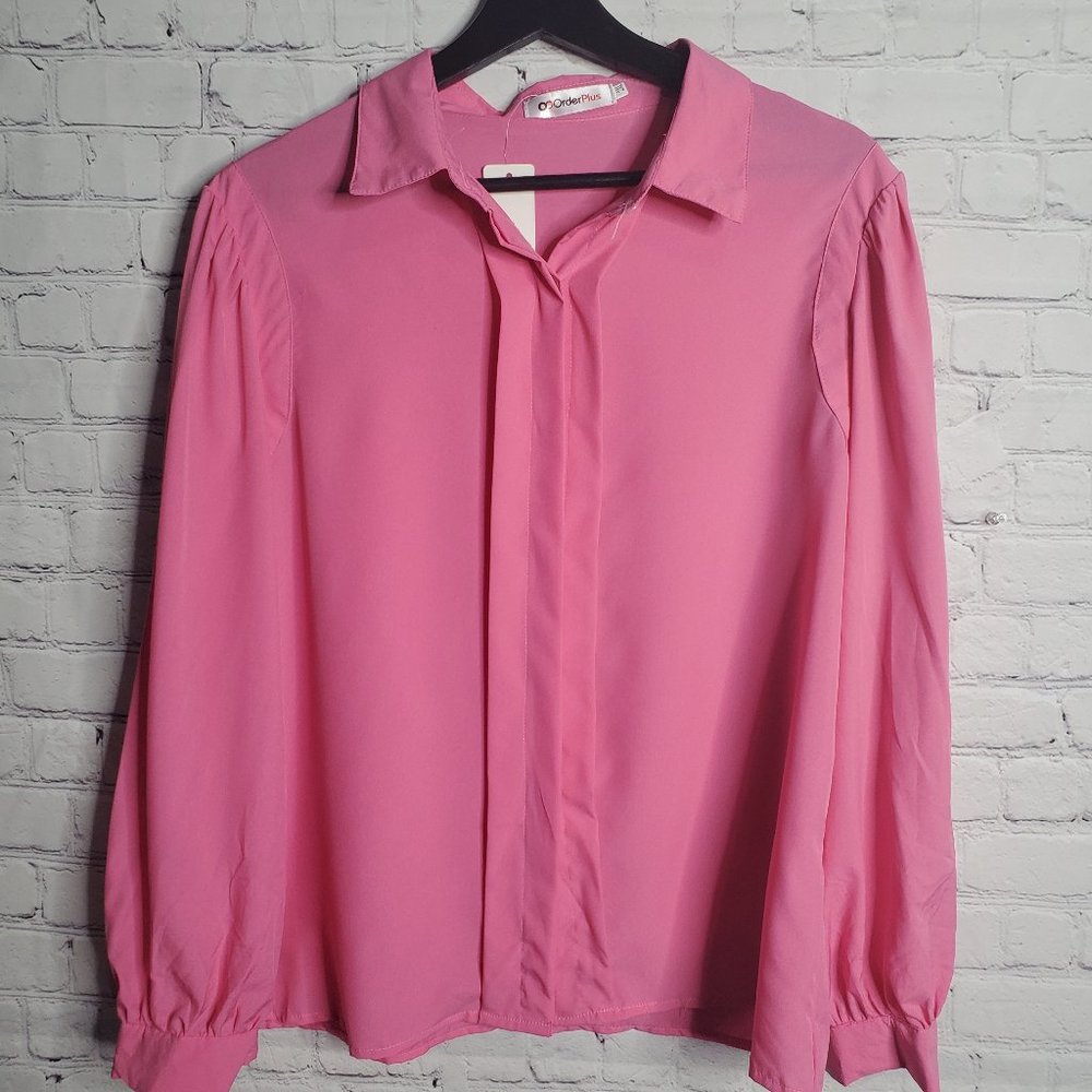 Order Plus Women's Pink Button Down Shirt